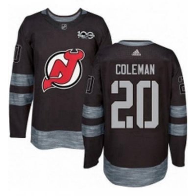 Mens Adidas New Jersey Devils 20 Blake Coleman Authentic Black 1917 2017 100th Anniversary NHL Jersey