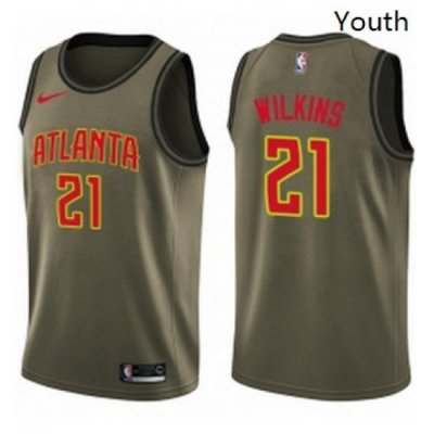 Youth Nike Atlanta Hawks 21 Dominique Wilkins Swingman Green Salute to Service NBA Jersey