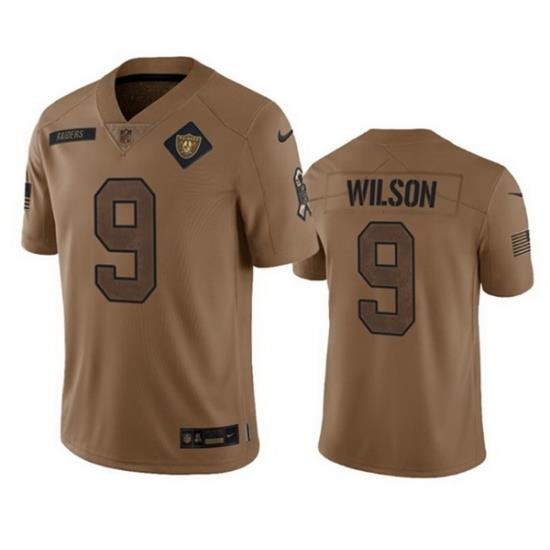 Men Las Vegas Raiders 9 Tyree Wilson 2023 Brown Salute To Service Limited Stitched Football Jersey