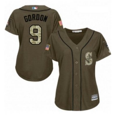 Womens Majestic Seattle Mariners 9 Dee Gordon Authentic Green Salute to Service MLB Jersey