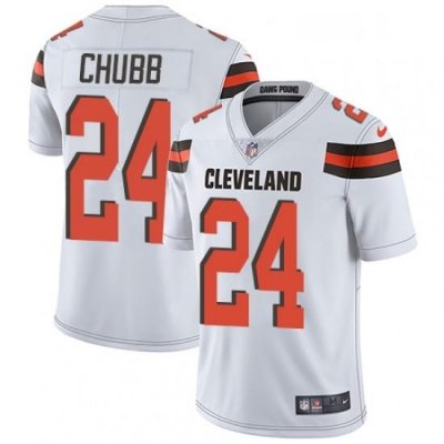 Mens Nike Cleveland BroWns 24 Nick Chubb White Vapor Untouchable Limited Player NFL Jersey