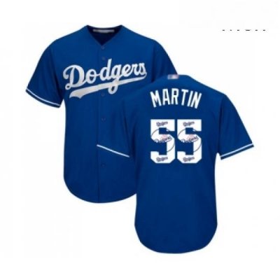 Mens Los Angeles Dodgers 55 Russell Martin Authentic Royal Blue Team Logo Fashion Cool Base Baseball Jersey