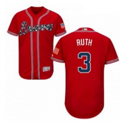 Mens Majestic Atlanta Braves 3 Babe Ruth Red Alternate Flex Base Authentic Collection MLB Jersey