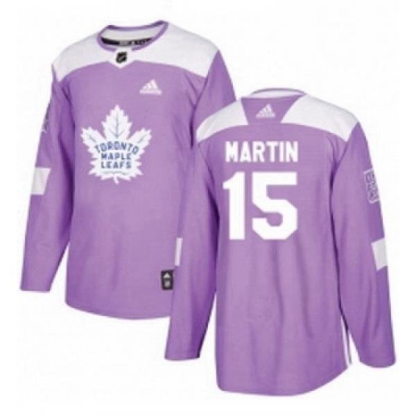 Youth Adidas Toronto Maple Leafs 15 Matt Martin Authentic Purple Fights Cancer Practice NHL Jersey