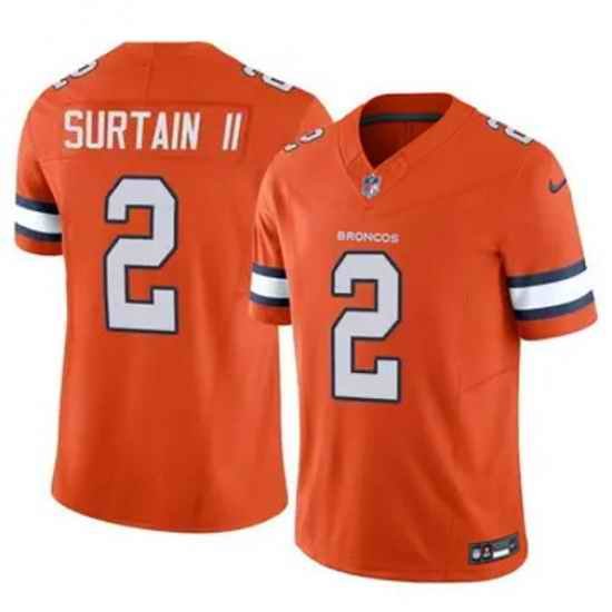 Youth Nike Denver Broncos Patrick Surtain II Stitched Rush Orange Limited Jersey