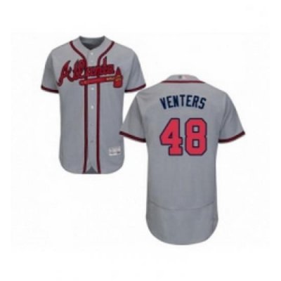 Mens Atlanta Braves 48 Jonny Venters Grey Road Flex Base Authentic Collection Baseball Jersey