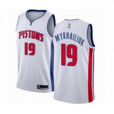 Mens Detroit Pistons 19 Sviatoslav Mykhailiuk Authentic White Basketball Jersey Association Edition