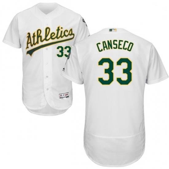 Mens Majestic Oakland Athletics 33 Jose Canseco White Home Flex Base Authentic Collection MLB Jersey