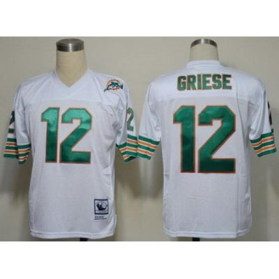 Miami Dolphins 12 Bob Griese White ThroWback NFL Jersey