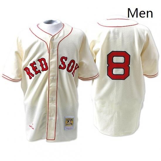 Mens Mitchell and Ness 1967 Boston Red Sox 8 Carl Yastrzemski Authentic Cream Throwback MLB Jersey