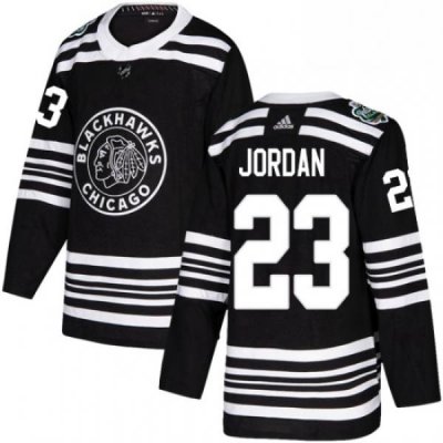 Mens Adidas Chicago Blackhawks 23 Michael Jordan Authentic Black 2019 Winter Classic NHL Jersey