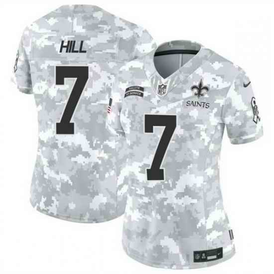 Women New Orleans Saints 7 Taysom Hill 2024 F U S E Arctic Camo Salute To Service Limited Stitched Football Jersey