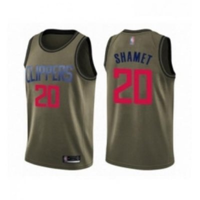 Youth Los Angeles Clippers 20 Landry Shamet Swingman Green Salute to Service Basketball Jersey