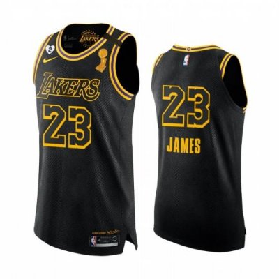 Los Angeles Lakers 2020 NBA Finals Champions LeBron James Black Mamba Authentic Jersey Social justice