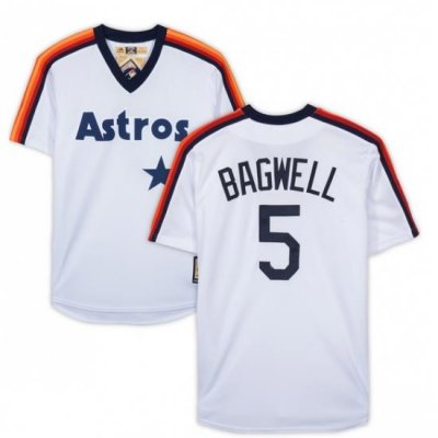 Men Houston Astros 5 Jeff BagWell White Stitched Jerse