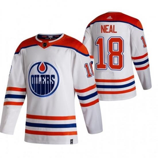 Men Edmonton Oilers 18 James Neal White Adidas 2020 21 Reverse Retro Alternate NHL Jersey