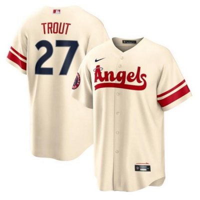 Men Los Angeles Angels 27 Mike Trout 2022 Cream City Connect Cool Base Stitched Jerseys