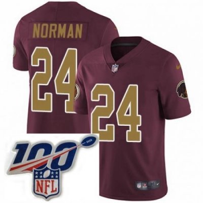 Youth Nike Washington Redskins 24 Josh Norman Burgundy RedGold Number Alternate 80TH Anniversary Vapor Untouchable Limited Stitched 100th anniversary Neck