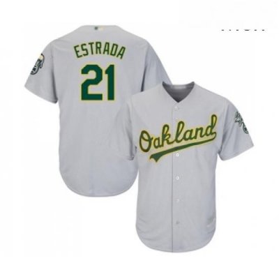 Mens Oakland Athletics 21 Marco Estrada Replica Grey Road Cool Base Baseball Jersey