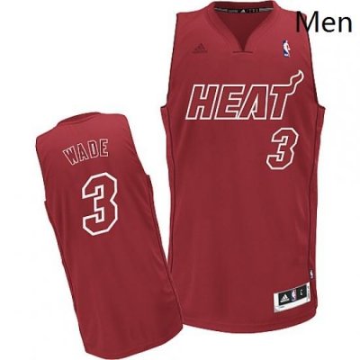 Mens Adidas Miami Heat 3 Dwyane Wade Swingman Red Big Color Fashion NBA Jersey