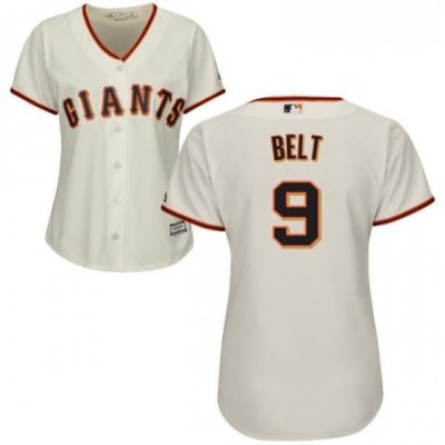 Womens Majestic San Francisco Giants 9 Brandon Belt Authentic Cream Home Cool Base MLB Jersey