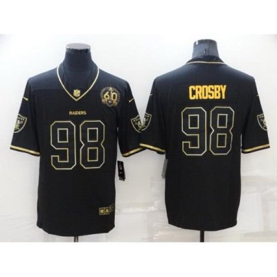 Men Las Vegas Raiders 98 Maxx Crosby Black Gold With 60th Anniversary Patch Vapor Limited Stitched jersey