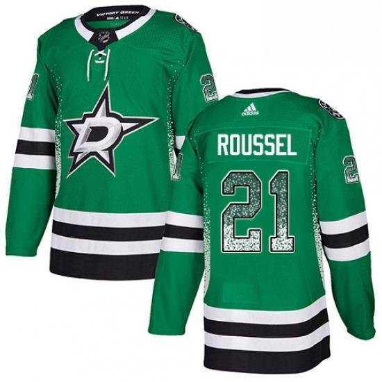 Mens Adidas Dallas Stars 21 Antoine Roussel Authentic Green Drift Fashion NHL Jersey