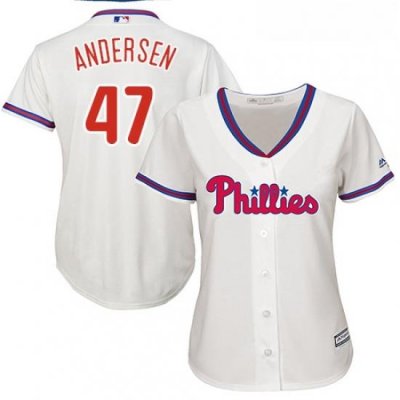 Womens Majestic Philadelphia Phillies 47 Larry Andersen Authentic Cream Alternate Cool Base MLB Jersey