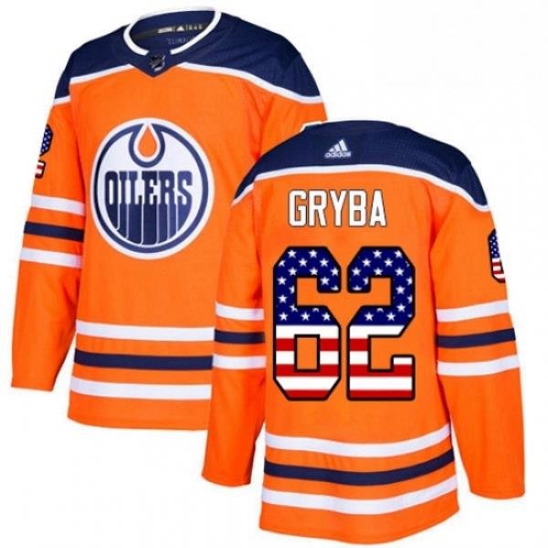 Mens Adidas Edmonton Oilers 62 Eric Gryba Authentic Orange USA Flag Fashion NHL Jersey