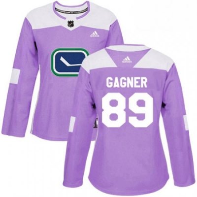 Womens Adidas Vancouver Canucks 89 Sam Gagner Authentic Purple Fights Cancer Practice NHL Jersey