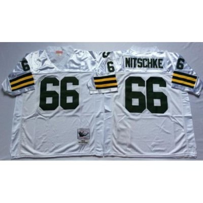 Packers 66 Ray Nitschke White Long Sleeve Throwback Jersey