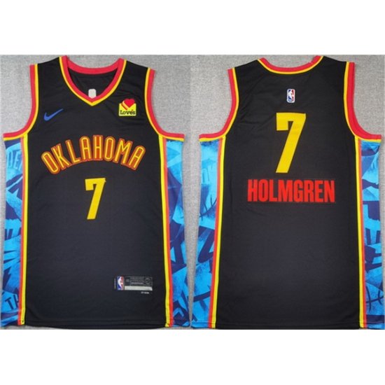 Men Oklahoma City Thunder 7 Chet Holmgren Black 2024 25 City Edition Stitched Basketball Jersey