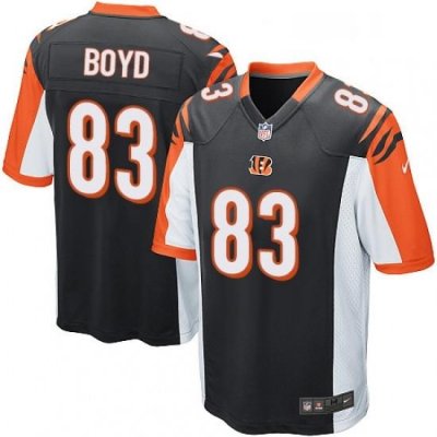 Mens Nike Cincinnati Bengals 83 Tyler Boyd Game Black Team Color NFL Jersey