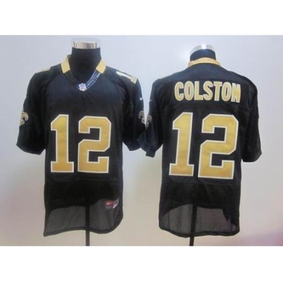 Nike New Orleans Saints 12 Marques Colston black Elite Jersey