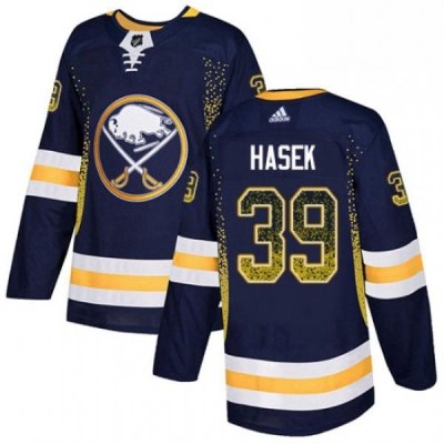 Mens Adidas Buffalo Sabres 39 Dominik Hasek Authentic Navy Blue Drift Fashion NHL Jersey