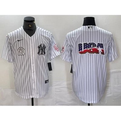 Men NeW York Yankees White Team Big Logo Cool Base Stitched Baseball Jersey 25