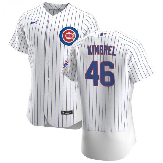 Men Chicago Cubs 46 Craig Kimbrel Men Nike White Home 2020 Flex Base Player Jersey