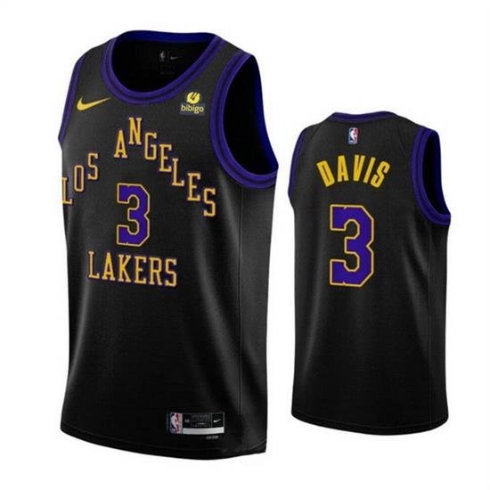 Men Los Angeles Lakers 3 Anthony Davis Black 2023 24 City Edition Stitched Basketball Jersey