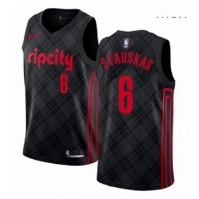 Mens Nike Portland Trail Blazers 6 Nik Stauskas Swingman Black NBA Jersey City Edition