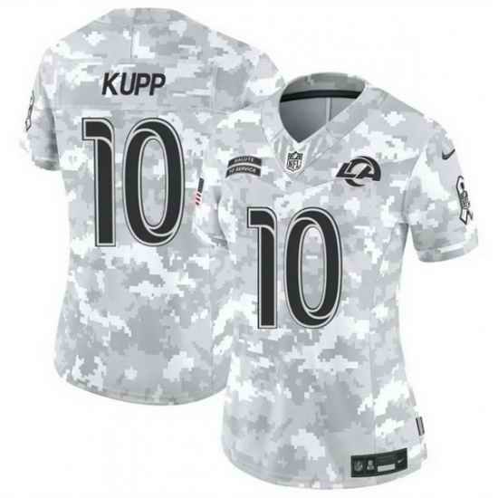 Women Los Angeles Rams 10 Cooper Kupp 2024 F U S E Arctic Camo Salute To Service Limited Stitched Football Jersey