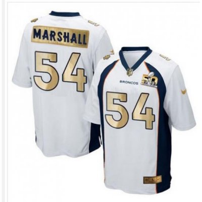 Nike Broncos #54 Brandon Marshall White Mens Stitched NFL Game Super BoWl 50 Collection Jersey