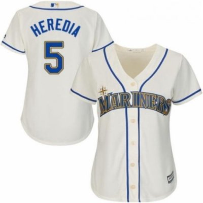 Womens Majestic Seattle Mariners 5 Guillermo Heredia Replica Cream Alternate Cool Base MLB Jersey