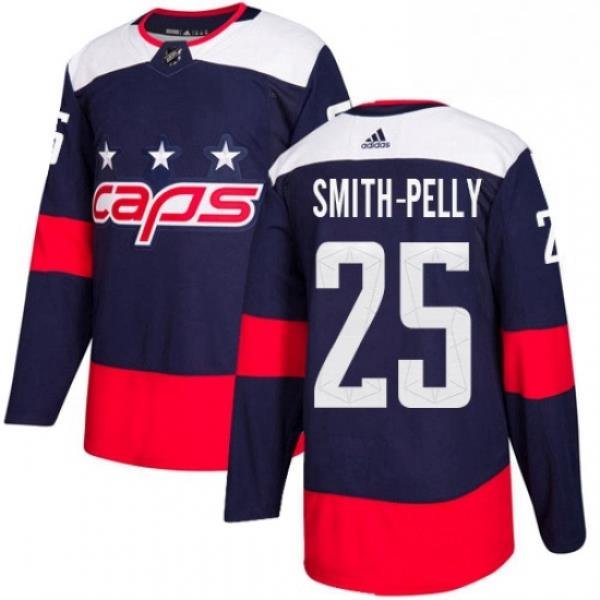 Youth Adidas Washington Capitals 25 Devante Smith Pelly Authentic Navy Blue 2018 Stadium Series NHL Jersey