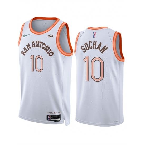 Men San Antonio Spurs 10 Jeremy Sochan White 2023 24 City Edition Stitched Basketball Jersey