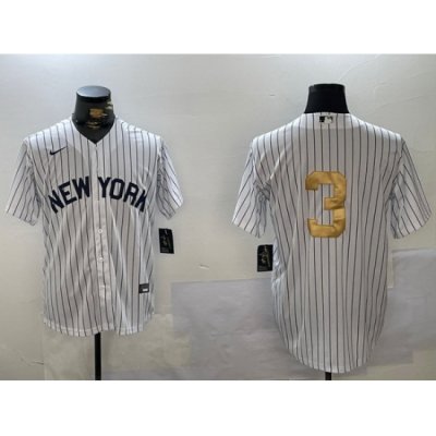 Men New York Yankees 3 Babe Ruth White Pinstripe Without Name Fashion Cool Base Jersey 1