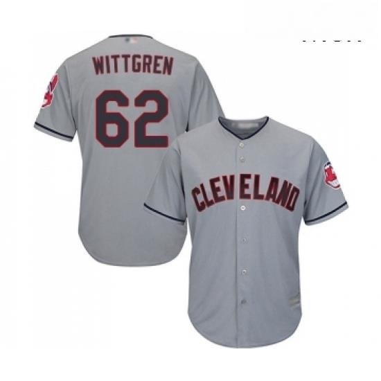 Mens Cleveland Indians 62 Nick Wittgren Replica Grey Road Cool Base Baseball Jersey