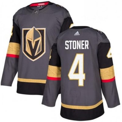 Mens Adidas Vegas Golden Knights 4 Clayton Stoner Authentic Gray Home NHL Jersey