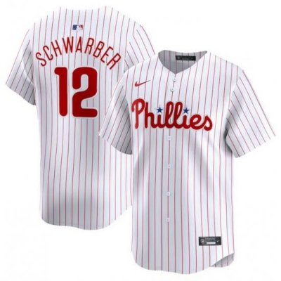 Men Philadelphia Phillies 12 Kyle SchWarber White Home Limited Stitched Jersey