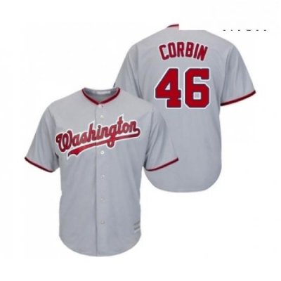 Mens Washington Nationals 46 Patrick Corbin Replica Grey Road Cool Base Baseball Jersey