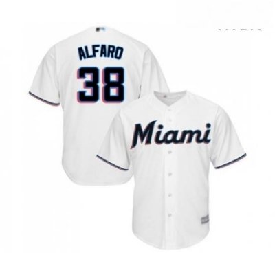 Mens Miami Marlins 38 Jorge Alfaro Replica White Home Cool Base Baseball Jersey